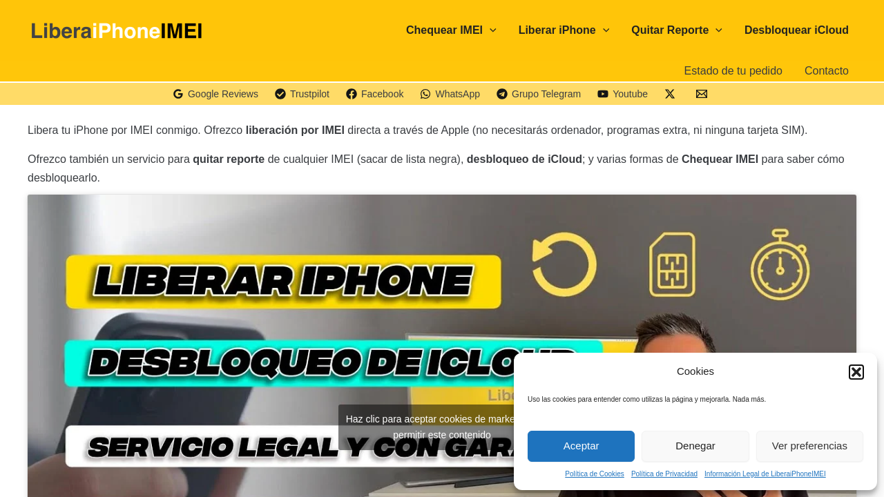 Screenshot of liberaiphoneimei.com