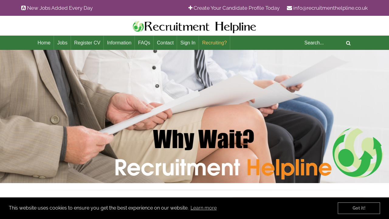 Screenshot of recruitmenthelpline.co.uk