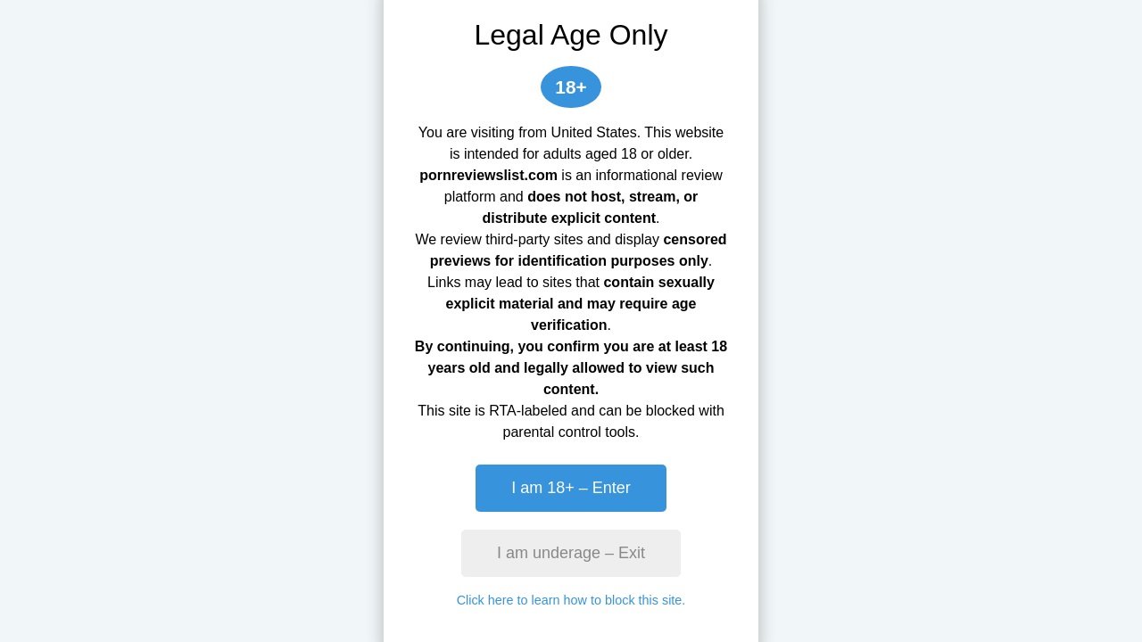 Screenshot of pornreviewslist.com