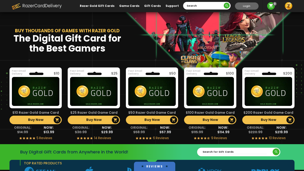 Screenshot of razercarddelivery.com