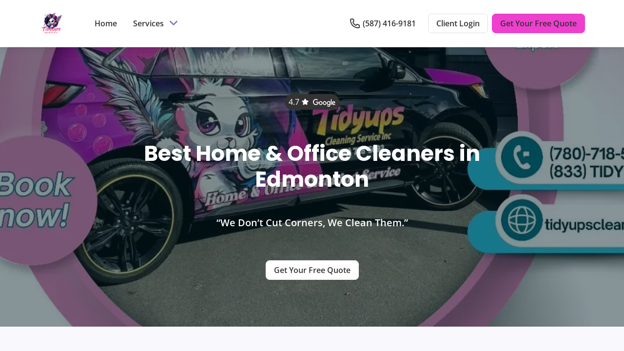 Screenshot of tidyupscleaners.com