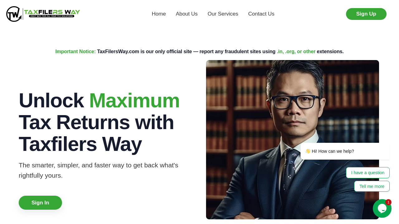 Screenshot of taxfilersway.com