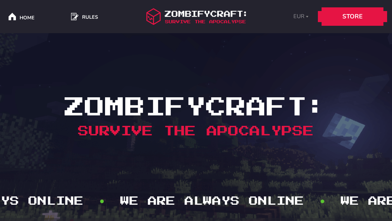 Screenshot of zombifycraft.com