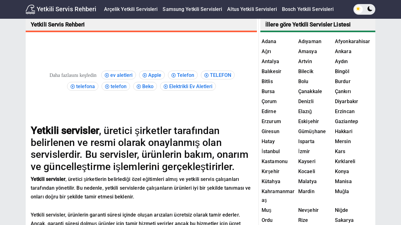 Screenshot of yetkiliservisrehberi.com