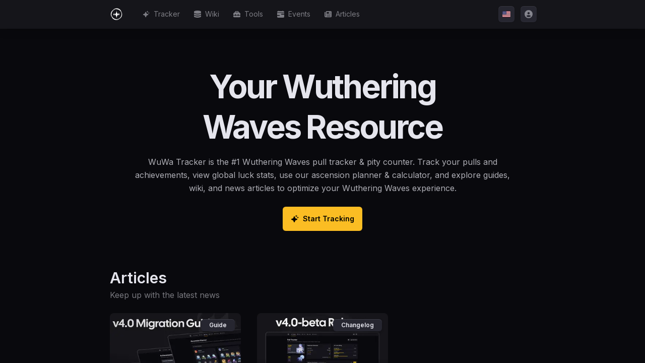 Screenshot of wuwatracker.com