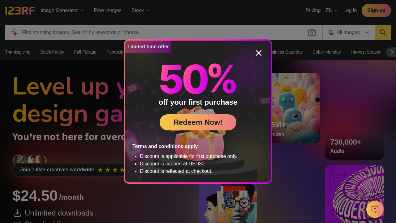 Screenshot of 123rf.com