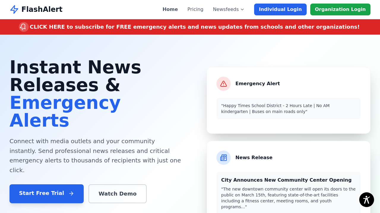 Screenshot of flashalert.net