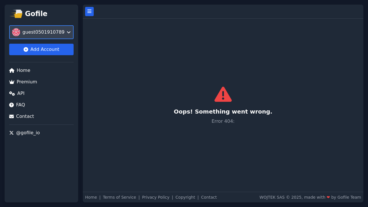 Screenshot of gofile.io