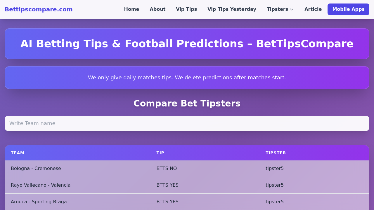Screenshot of bettipscompare.com