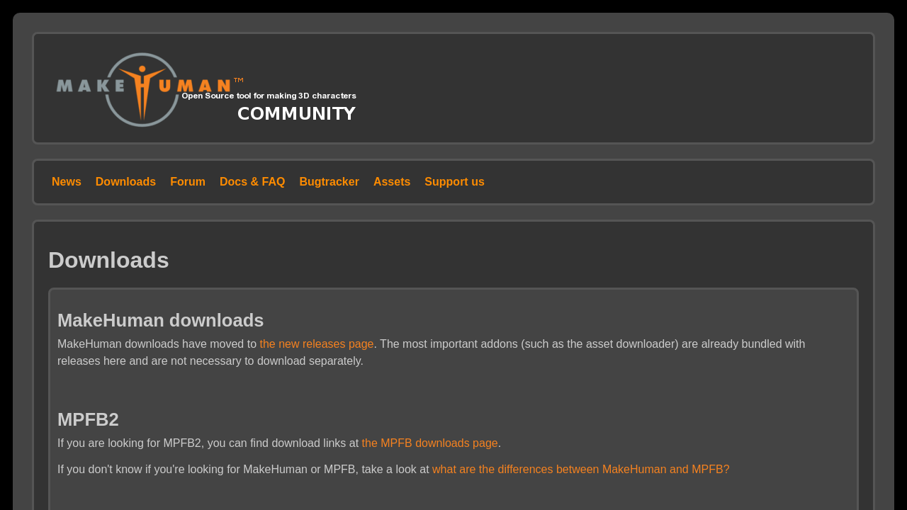 Screenshot of www.makehumancommunity.org
