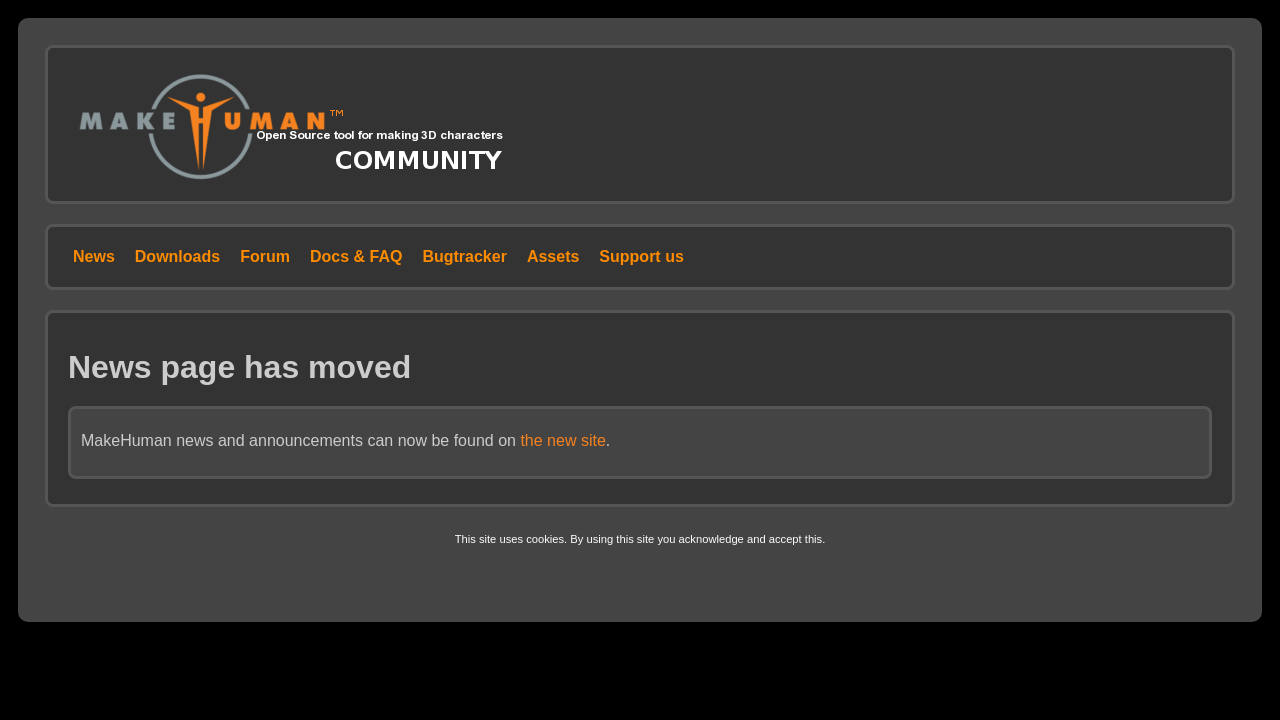 Screenshot of makehumancommunity.org